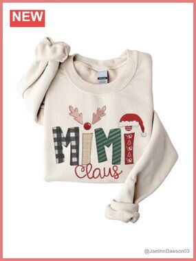 Christmas Claus Embroidery Sweatshirt Custom Mama Grandma Pullover